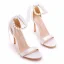 Élégant Blanche Perle Bride Cheville Noeud Soirée Sandales Femme 2023 10 cm Talons Aiguilles Talons Hauts Peep Toes / Bout Ouvert Sandales
