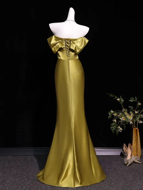 Charming Gold Evening Dresses 2026 Trumpet / Mermaid Strapless Sleeveless Backless Floor-Length / Long Formal Dresses