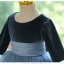 Modest / Simple Navy Blue Wedding Flower Girl Dresses 2023 Ball Gown Scoop Neck Short Sleeve Bow Floor-Length / Long Flower Girl Dresses