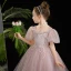 Bling Bling Grey Beading Sequins Birthday Flower Girl Dresses 2024 Ball Gown Square Neckline Puffy Short Sleeve Floor-Length / Long