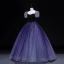 Vintage / Retro Purple Prom Dresses 2022 Ball Gown Square Neckline Puffy Short Sleeve Backless Floor-Length / Long Prom Formal Dresses