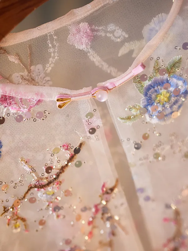 Fancy Multi-Farger Håndlaget Blonder Blomst Beading Dusk Paljetter sjal Sjal 2025
