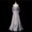 Scintillantes Sexy Violet Perlage Paillettes Robe De Bal 2025 Trompette / Sirène De l'épaule Manches Courtes Dos Nu Noeud Longue Promo Robe De Ceremonie
