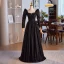 Vintage / Retro Black Lace Rhinestone Prom Dresses 2024 A-Line / Princess Square Neckline Long Sleeve Backless Floor-Length / Long Prom Formal Dresses