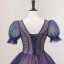 Vintage / Originale Bleu Marine Paillettes Robe De Bal 2022 Robe Boule Encolure Dégagée Manches Courtes Dos Nu Longue Promo Robe De Ceremonie