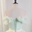 Chic / Beautiful Sage Green Pearl Appliques Prom Dresses 2023 Ball Gown Strapless Sleeveless Backless Bow Sash Floor-Length / Long Prom Formal Dresses