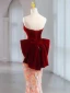 Sexy Bordeaux Multi-Couleurs Paillettes Robe De Soirée 2023 Trompette / Sirène Bustier Sans Manches Dos Nu Noeud Train De Balayage Soirée Robe De Ceremonie
