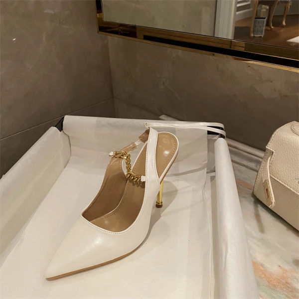 Été Sexy Mode Blanche Soirée Sandales Femme Talons Hauts 2022 Bride Cheville 11 cm Talons Aiguilles À Bout Pointu Sandales Femme