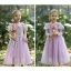 Lovely Lavender Birthday Flower Girl Dresses 2023 A-Line / Princess Square Neckline Short Sleeve Floor-Length / Long Flower Girl Dresses