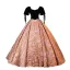 Vintage / Retro Black Embroidered Satin Prom Dresses 2023 Ball Gown Square Neckline Short Sleeve Backless Floor-Length / Long Prom Formal Dresses