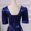 Vintage / Retro Royal Blue Prom Dresses 2024 A-Line / Princess V-Neck Short Sleeve Backless Floor-Length / Long Prom Formal Dresses