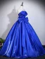 Vintage / Retro Royal Blue Bow Prom Dresses 2026 Ball Gown Strapless Sleeveless Backless Floor-Length / Long Formal Dresses