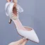 Élégant Blanche Perle Bride Cheville Noeud Chaussure De Mariée 2024 5 cm Talons Aiguilles À Bout Pointu Mariage Talons Hauts