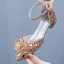 Charming Gold Rhinestone Flat Wedding Shoes 2024 Ankle Strap Pointed Toe Wedding Sandals