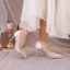 Chic / Beautiful White Pearl Rhinestone Lace Flower Wedding Shoes 2023 8 cm Stiletto Heels Pointed Toe Wedding Pumps High Heels