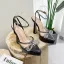 Transparent Beige Abend Sandalen Damen 2022 Strass Schleife Knöchelriemen 11 cm Stilettos Spitzschuh Sandaletten Hochhackige