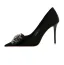Snygga / Fina Svarta Rhinestone Afton Pumps 2023 10 cm Högklackade Spetsiga Pumps Stilettklackar