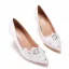 Elegant White Lace Flower Wedding Shoes 2022 Pearl Rhinestone 7 cm Stiletto Heels Pointed Toe Wedding Pumps High Heels
