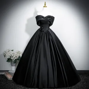 Vintage Svart Ballkjoler 2025 Ballkjole Strapless Uten Ermer Ryggløse Lange Ball Formelle Kjoler