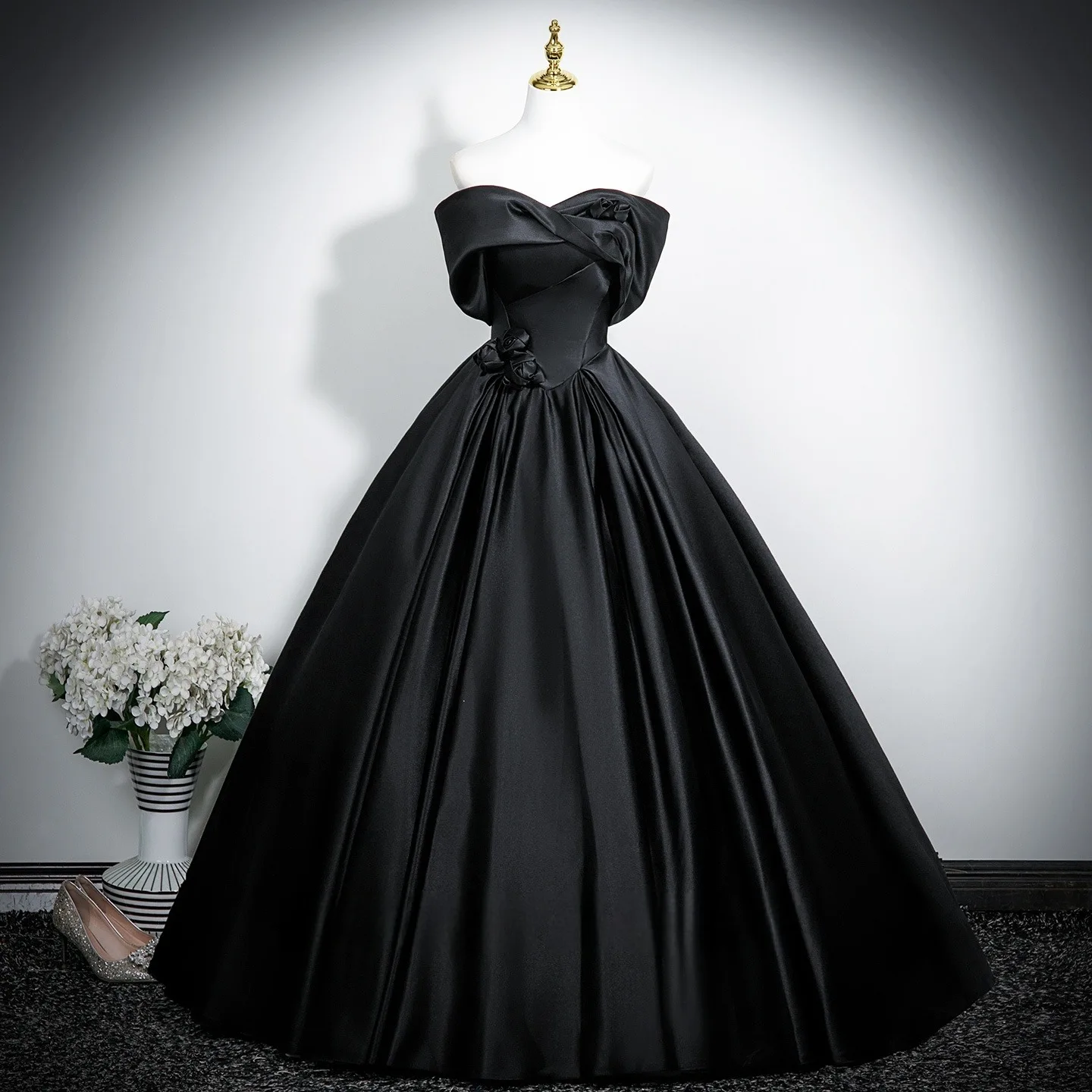 black prom dresses 2025 A Line V Neck Spaghetti Straps Black Sequins Prom/Evening Dresses US2 / As Picture main image 0