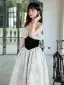 Charming Grey Floral Evening Dresses 2022 A-Line / Princess Off-The-Shoulder Sleeveless Backless Floor-Length / Long Evening Party Formal Dresses