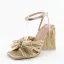 Vintage / Originale Bleu Ciel Vêtement de rue Sandales Femme 2022 Bride Cheville Noeud 10 cm Talons Épais Peep Toes / Bout Ouvert Sandales Talons Hauts