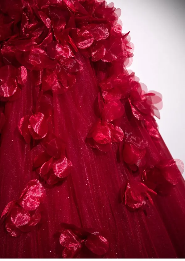 Schöne Burgunderrot Applikationen Ballkleider 2025 Ballkleid Off Shoulder Kurze Ärmel Rückenfreies Lange Ball Festliche Kleider