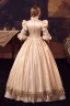 Vintage / Retro Medieval Champagne Prom Dresses 2022 Ball Gown High Neck Puffy 1/2 Sleeves Lace Flower Floor-Length / Long Formal Dresses