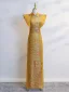 Chinese style Yellow Evening Party Floor-Length / Long Cheongsam 2025 Trumpet / Mermaid High Neck Sleeveless