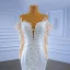 High-end White Pearl Lace Flower Wedding Dresses 2022 Ball Gown Off-The-Shoulder Long Sleeve Backless Floor-Length / Long Wedding