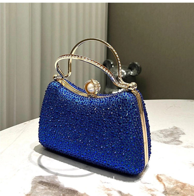 Vintage Originale Bleu Roi Faux Diamant Promo Pochette Sac a main 2024
