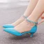 Chic / Beautiful Sky Blue Evening Party Womens Shoes 2023 Pearl Rhinestone Tassel Ankle Strap 5 cm Stiletto Heels Pointed Toe Womens Shoes High Heels
