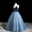 Charming Sky Blue Sequins Evening Party Flower Girl Dresses 2022 Ball Gown V-Neck Sleeveless Backless Floor-Length / Long Flower Girl Dresses