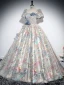 Fashion Multi-Colors Appliques Prom Dresses Ball Gown Square Neckline Short Sleeve Backless Floor-Length / Long Prom Formal Dresses