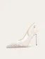 Sexy Weiß Strass Leder Brautschuhe 2025 10 cm Stilettos Spitzschuh Hochzeit Hochhackige