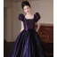Vintage / Retro Purple Prom Dresses 2025 Ball Gown Square Neckline Puffy Short Sleeve Backless Floor-Length / Long Prom Formal Dresses
