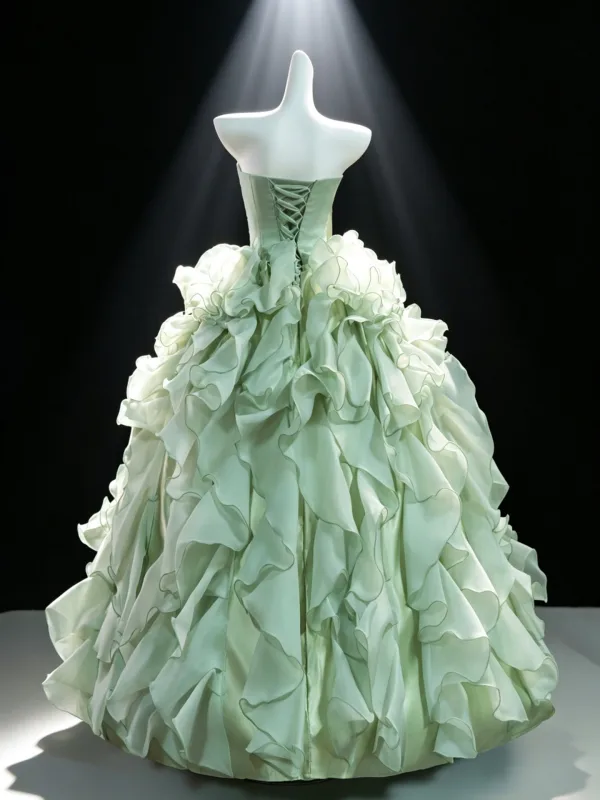 Prom Dresses Formal Dresses Prom Dresses Sage Green Crossed Straps Backless Bow Cascading Ruffles Floor-Length / Long Polyester Strapless Prom Fall Spring Summer Sleeveless Ethereal