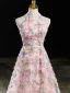 Flower Fairy Multi-Colors Flower Prom Dresses 2024 A-Line / Princess High Neck Sleeveless Backless Floor-Length / Long Prom Formal Dresses