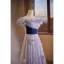 Elegant Lavender Appliques Sequins Prom Dresses 2023 A-Line / Princess Off-The-Shoulder Sleeveless Backless Floor-Length / Long Prom Formal Dresses