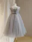 Bling Bling Grey Beading Pearl Sequins Birthday Flower Girl Dresses 2024 A-Line / Princess Scoop Neck Sleeveless Backless Bow Floor-Length / Long Tulle