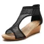 Fashion Summer Gold Rhinestone Casual Womens Sandals 2022 T-Strap 5 cm Wedges Open / Peep Toe Sandals