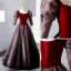 Élégant Bordeaux Paillettes Robe De Bal 2023 Princesse Encolure Carrée 1/2 Manches Noeud Dos Nu Longue Promo Robe De Ceremonie