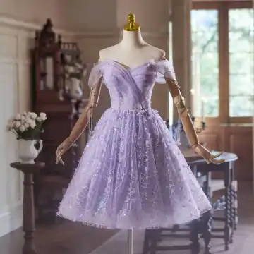 Mode Lavendel Pailletter Sommerfugl Applikationsbroderi Homecoming Graduation Kjoler 2024 Prinsesse Off The Shoulder Ærmeløs Halterneck Knælang Kjoler
