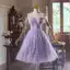 Fashion Lavender Sequins Butterfly Appliques Homecoming Graduation Dresses 2024 A-Line / Princess Off-The-Shoulder Sleeveless Backless Knee-Length Formal Dresses