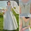 Modest / Simple Mint Green Bow Bridesmaid Dresses 2022 A-Line / Princess Short Sleeve Backless Floor-Length / Long Wedding Party Dresses