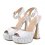 Charmant Gold Cocktail Abend Laser Sandalen Damen 2023 Knöchelriemen 14 cm Thick Heels Peeptoes Sandaletten Hochhackige