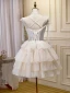 Seksowne Beżowe Kaskadowe Falbany Frezowanie Cekiny Wieczorowe Krótkie Sukienki Na Impreze 2023 Spaghetti Pasy Bez Rękawów Sukienki Wizytowe