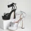 Sexy Argenté Soirée Sandales Femme 2022 Bride Cheville Faux Diamant Noeud 14 cm Talons Aiguilles Peep Toes / Bout Ouvert Sandales Talons Hauts