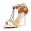 Chic / Beautiful Flower Fairy Multi-Colors Wedding Shoes 2022 Lace Flower Pearl T-Strap 9 cm Stiletto Heels Open / Peep Toe Wedding Sandals High Heels