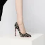 Sexy Champagne Leopard Print Evening Party Pumps 2023 Leather 12 cm Stiletto Heels Pointed Toe Pumps High Heels